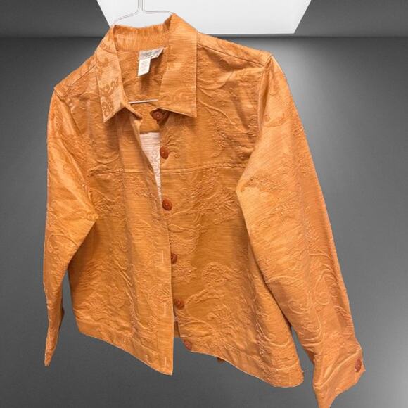 🎉HP!🎉Coldwater Creek Honey Brown Turkish Fabric Jacket (size PL) - Picture 3 of 8